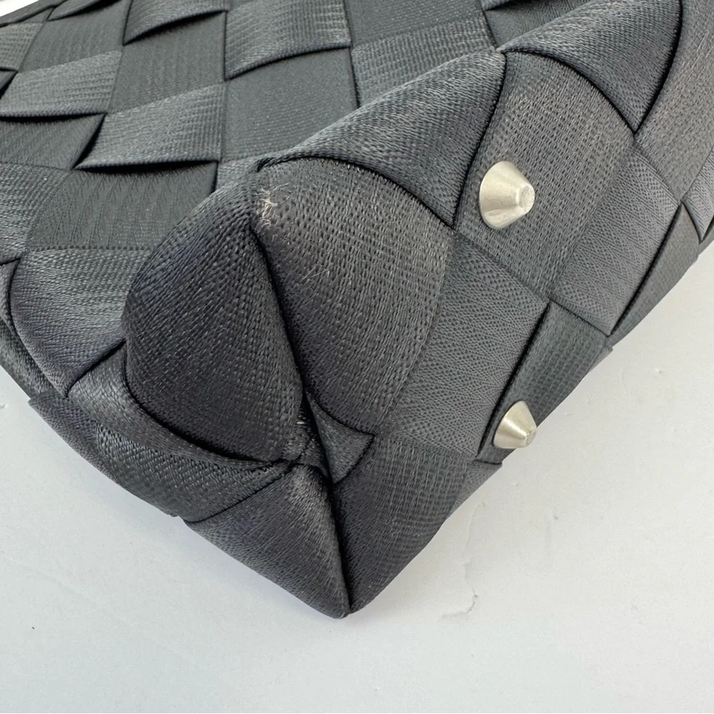 Maggie Bags Recycled Woven Seatbelt Shoulder‎ Bag Black/Deep Plum